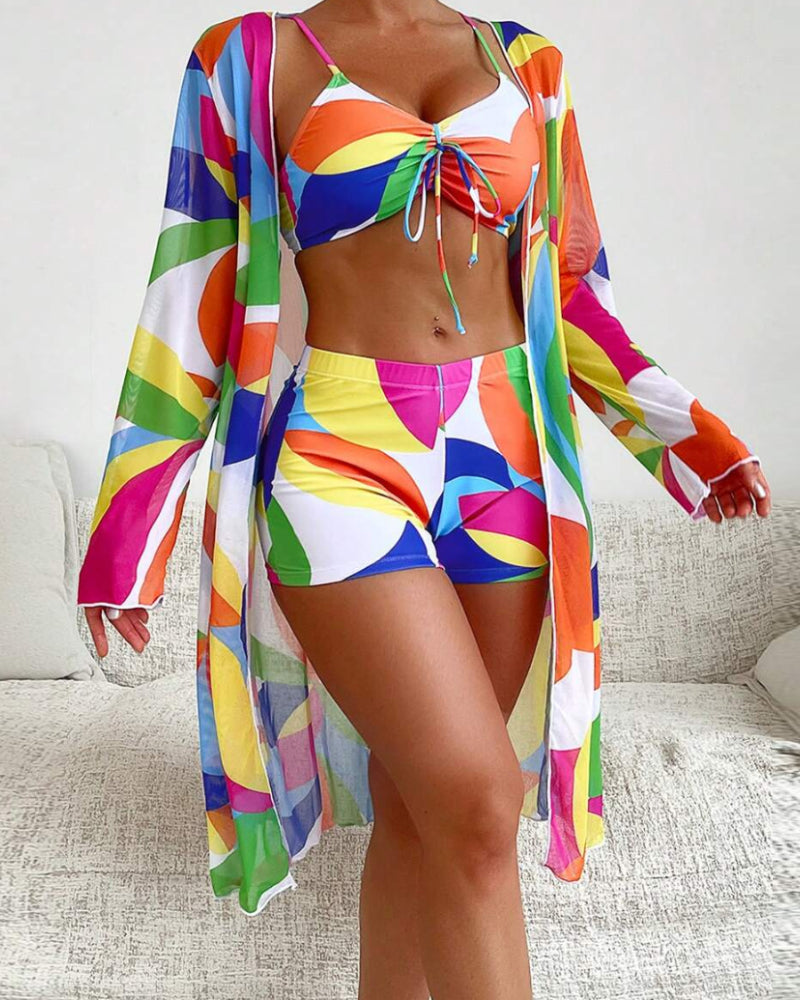Costume da Bagno Colorato Tre Pezzi