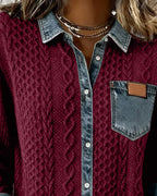 Camicia di jeans a maniche lunghe con patchwork