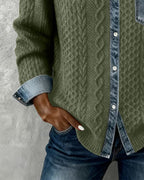 Camicia di jeans a maniche lunghe con patchwork