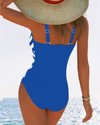 Costume da bagno intero casual a righe con scollo a V