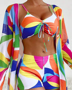 Costume da Bagno Colorato Tre Pezzi