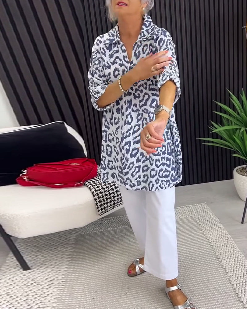 Camicetta Revers Stampa Leopardo