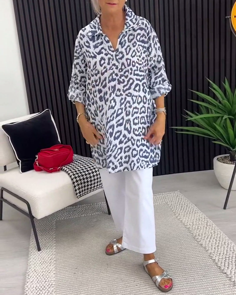 Camicetta Revers Stampa Leopardo