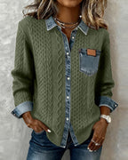 Camicia di jeans a maniche lunghe con patchwork