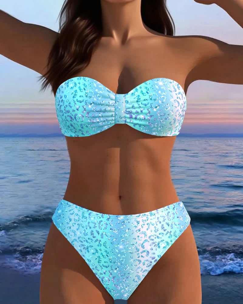 Bikini a fascia stampato leopardato