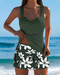 Costume da Bagno Canotta Stampa a Righe Boxer
