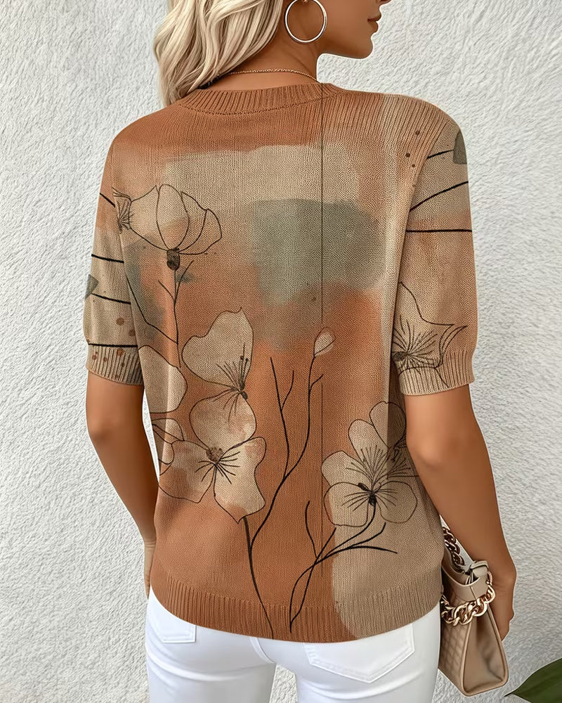 Pullover stampato a maniche corte girocollo