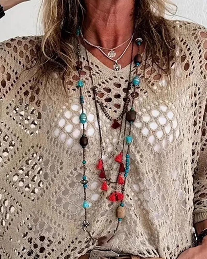 Maglia Fantasia Rombi Traforati Ampia