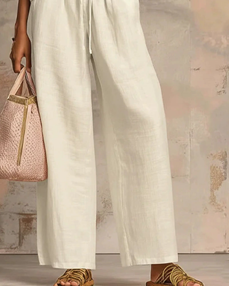 Completi Due Pezzi Cerniera Collo Tondo Top Ampio Pantaloni A Gamba Larga