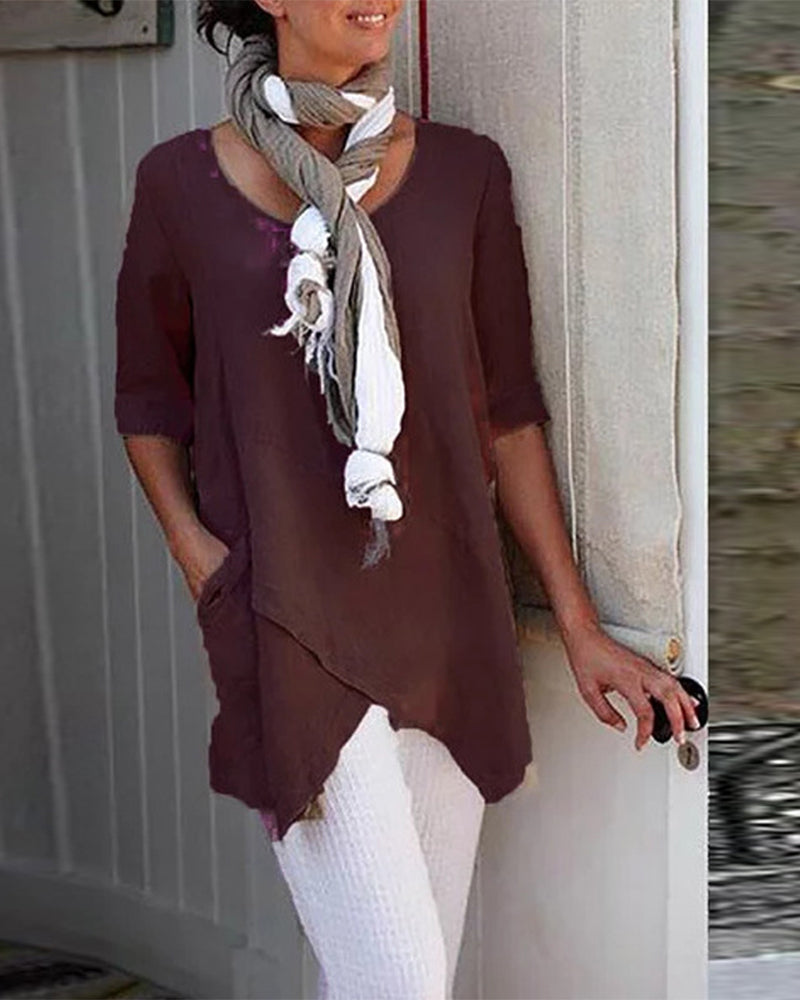 Top casual a tinta unita da donna