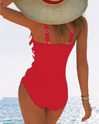 Costume da bagno intero casual a righe con scollo a V