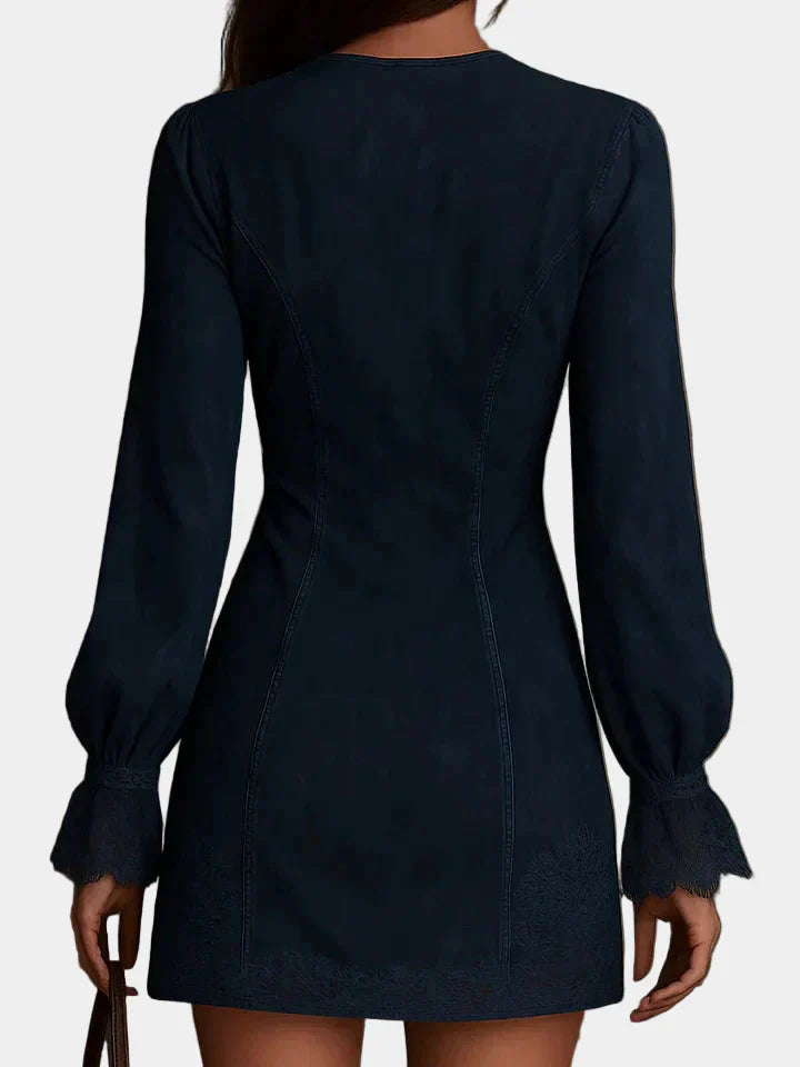 Anastasia - Mini abito in suede con pizzo