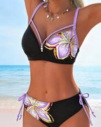 Bikini Bralette Allacciato con Stampa