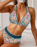 Top Bikini Sexy Stile Reggiseno Triangolo Stampato