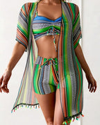 costume da bagno bikini tre pezzi stampato per le vacanze