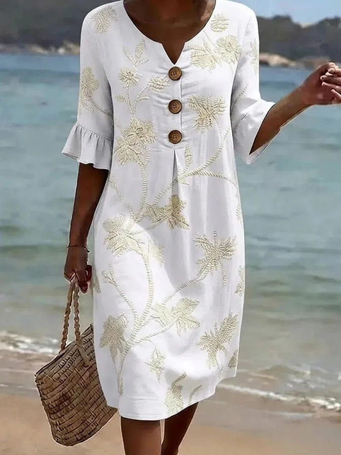 Vestito casual da donna con stampa floreale.