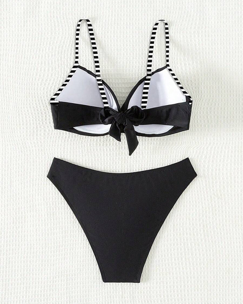 Bikini sexy a triangolo a righe a contrasto