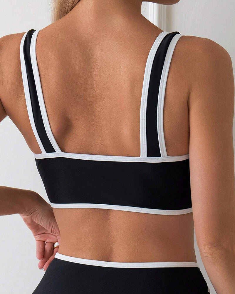 Costume da Bagno Due Pezzi a Righe Color Block Bikini