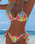 Costume da Bagno Bikini Due Pezzi Sexy Annodato con Stampa