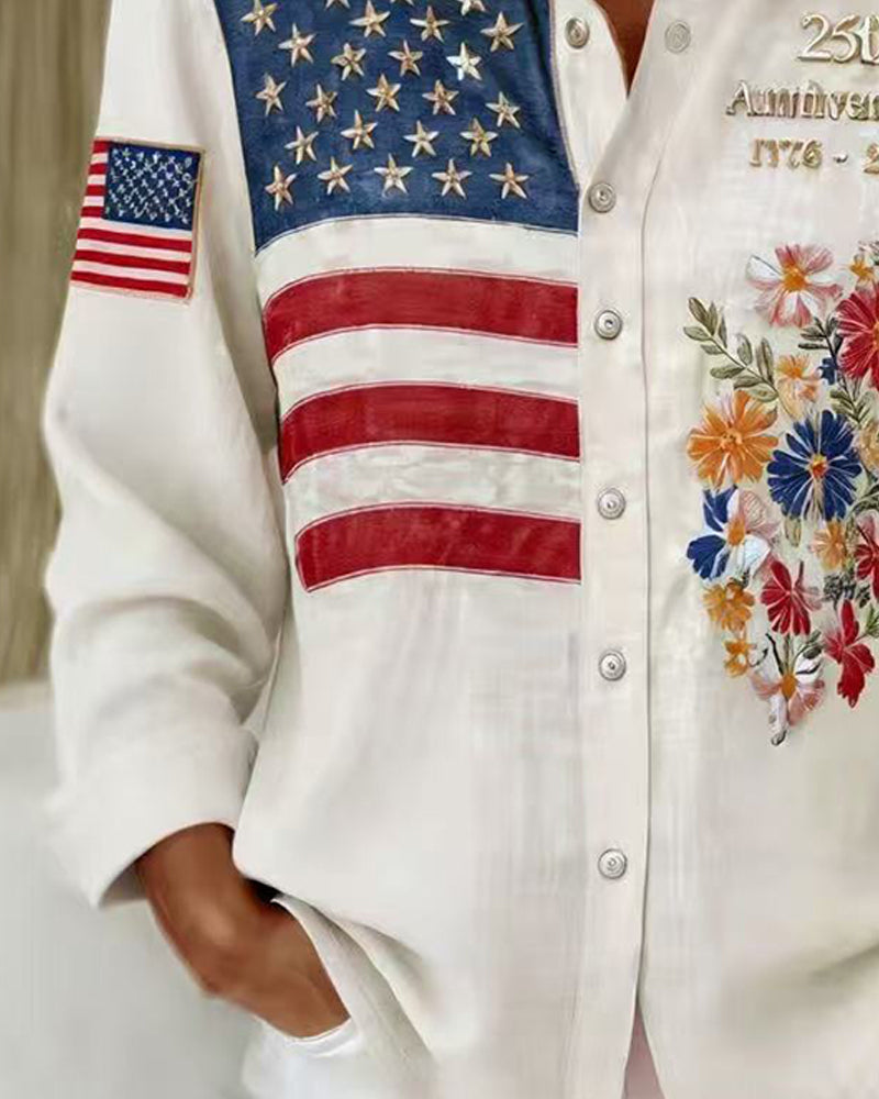 Camicia con colletto abbattuto e stampa