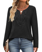 Elegante Top Scollo a V a Maniche Lunghe da Donna