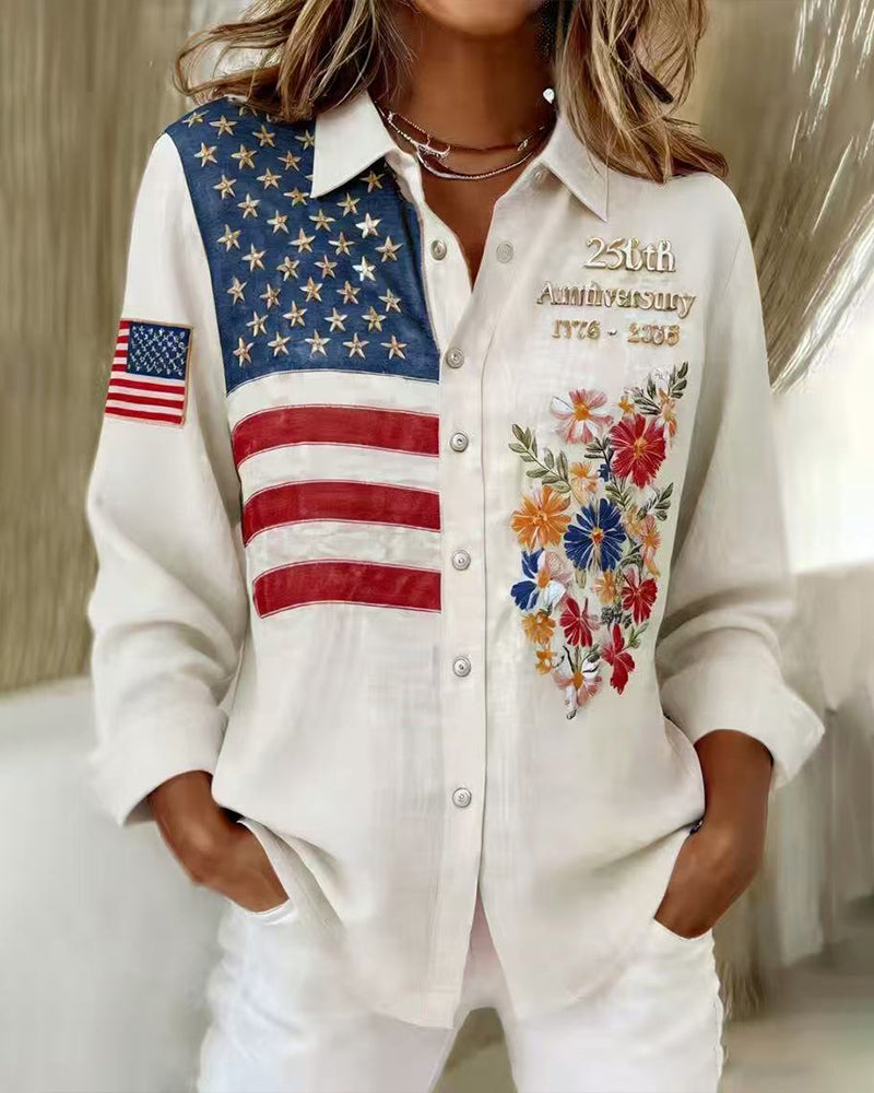Camicia con colletto abbattuto e stampa
