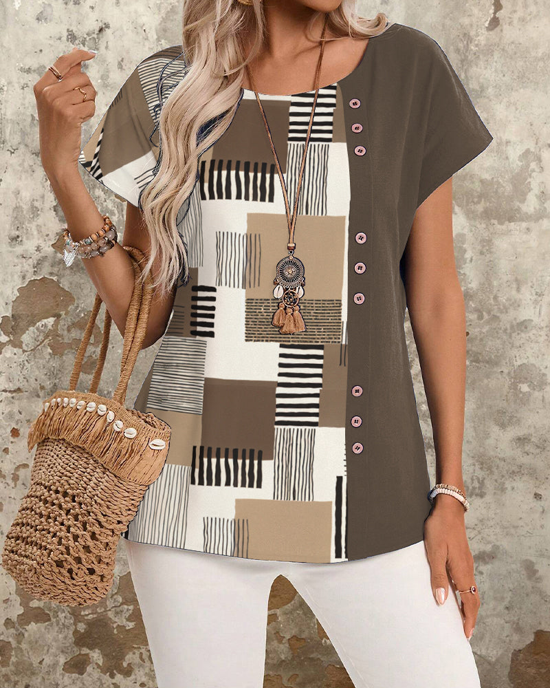 T-Shirt con stampa geometrica a righe