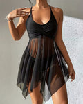 Tankini con pantaloncini da bagno due pezzi assemblato a vita alta