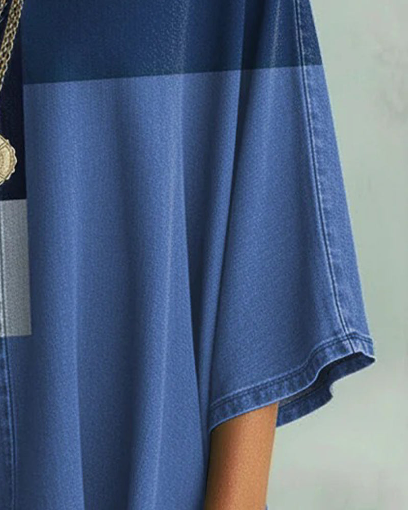 Maglia ampia con scollo a V a blocchi di colore