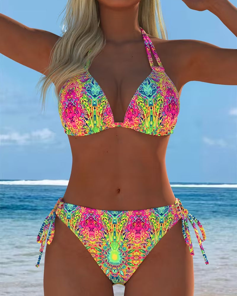 Bikini Colorato con Stampa all'Americana