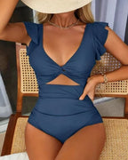 Costume Da Bagno Intero Sexy Con Volant – Dettaglio Arricciato, Controllo Pancia E Colori Vivaci