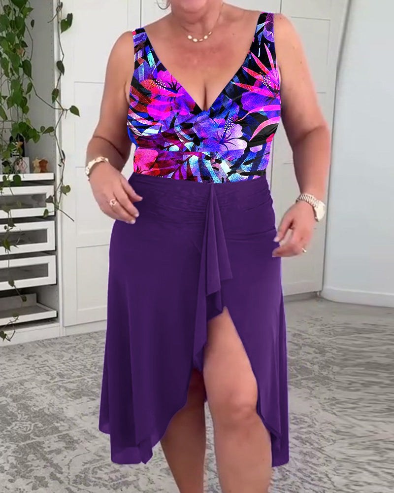 Costume da bagno stampato a fiori colorati