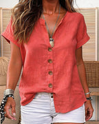 Camicia scollo a V monopetto manica corta
