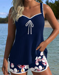 Tankini due pezzi a coste stampato boxer