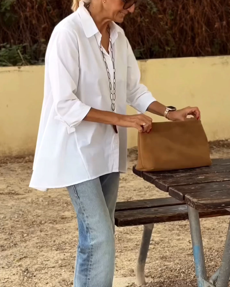 Camicia Casual Con Revers, Maniche Lunghe