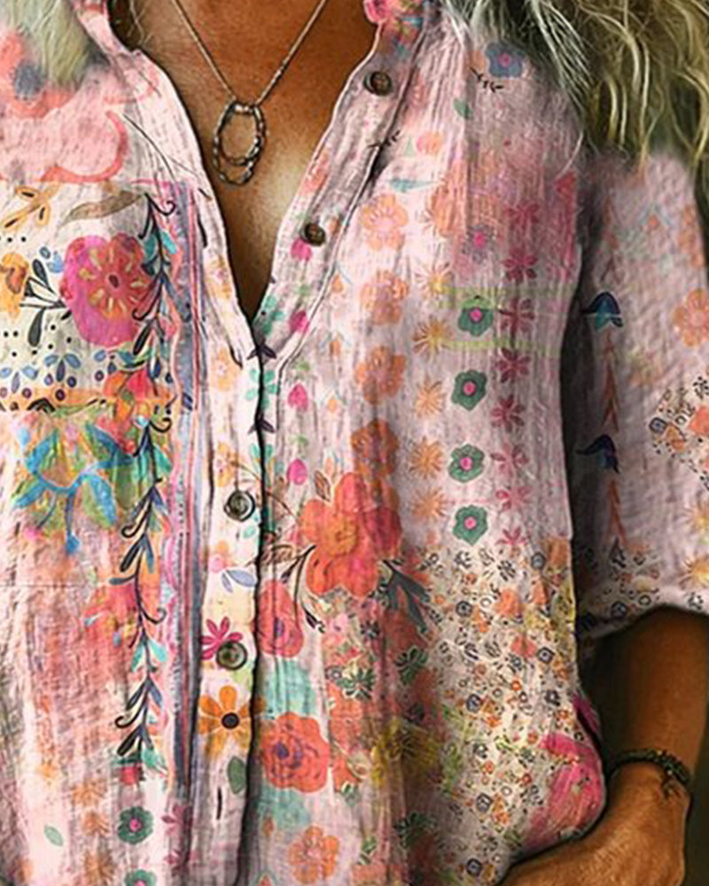 Camicia Artistica Stampa Floreale