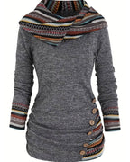Felpa con cappuccio casual con colore a contrasto