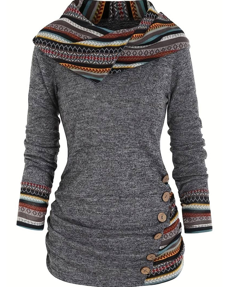 Felpa con cappuccio casual con colore a contrasto