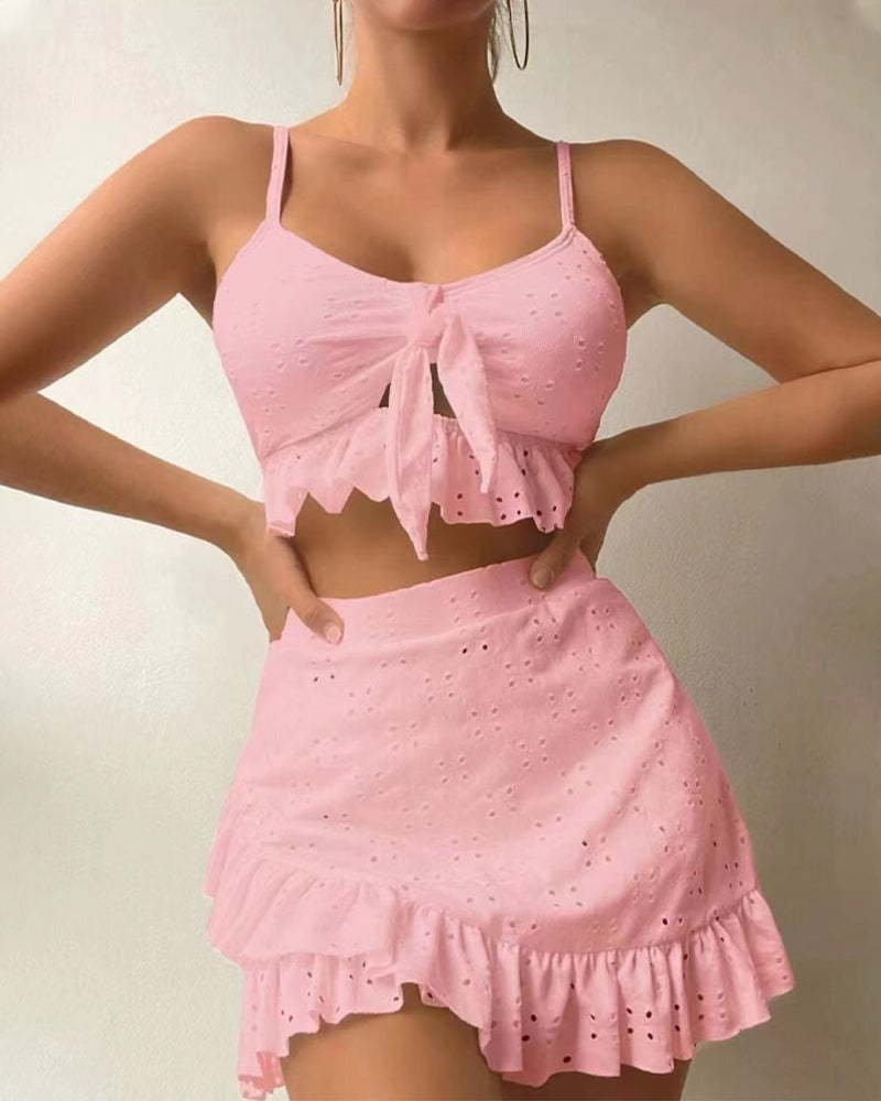 Completo bikini a tre pezzi con vestito