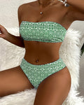 Bikini a Fascia con Stampa Floreale Due Pezzi