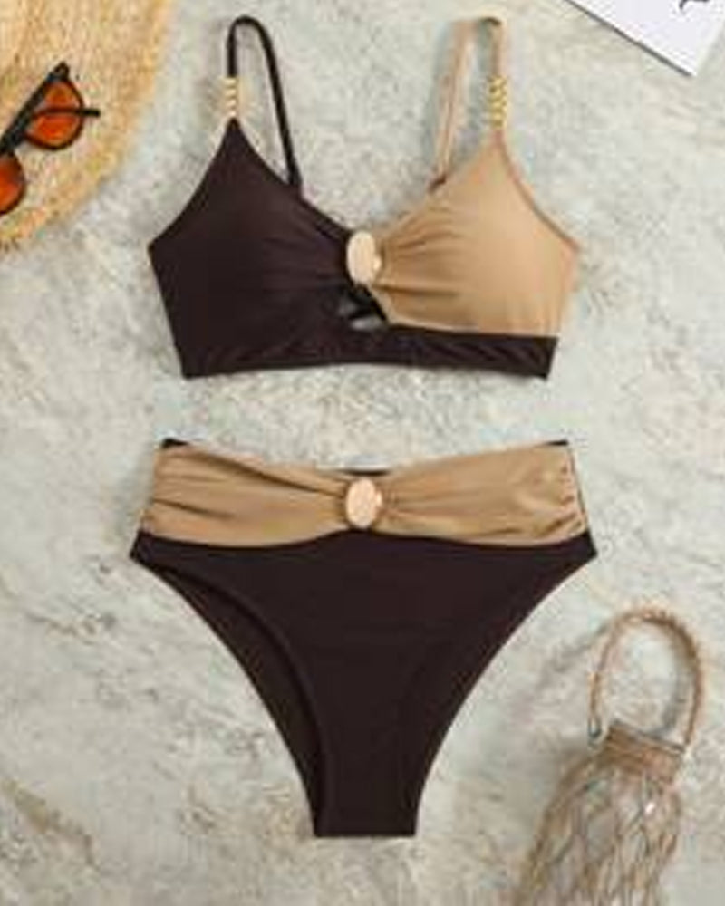 Costume da bagno a vita alta sexy con reggiseno a triangolo