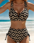 Bikini Geometrico con Stampa Vintage