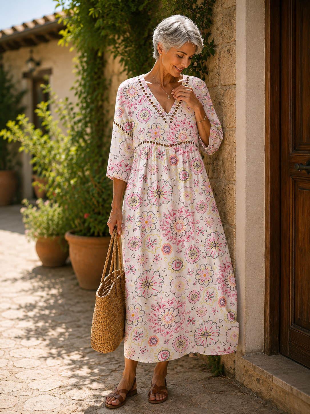 Assunta | Vestito Midi Estivo Morbido con Stampa Floreale