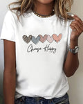 T-shirt casual stampato love a maniche corte e girocollo