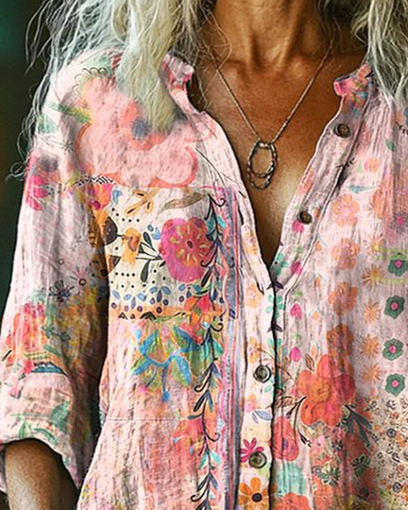 Camicia Artistica Stampa Floreale