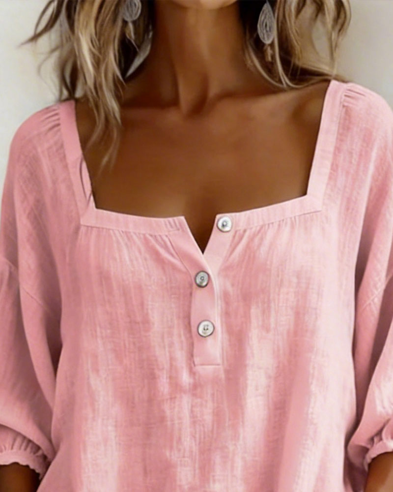 Vestito con scollo quadrato e maniche a sbuffo