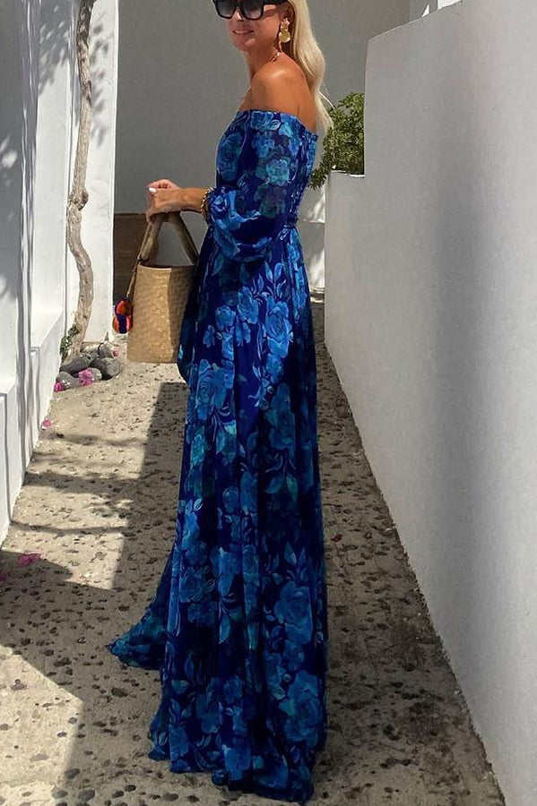 Luna™ | Abito Maxi con Stampa Floreale e Spalle Scoperte