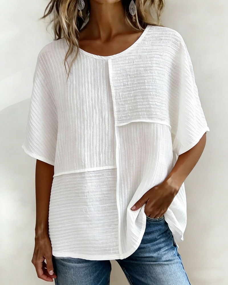 Maglia verticale testurizzata a patchwork, taglio morbido