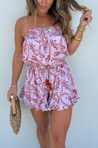 Tuta intera top senza spalline Soul Ties rosa multicolore