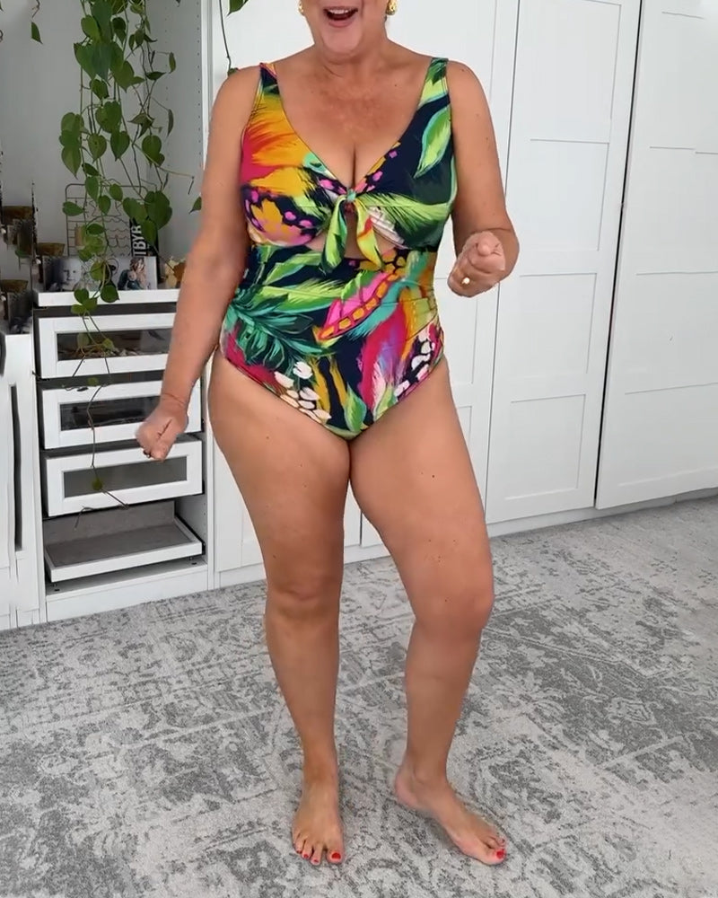 Costume da Bagno Intero Stampa Foglie